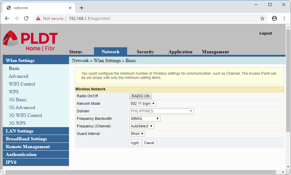 The Web Admin interface showing more menu options indicating that we enabled the admin account on PLDT Home Fibr router