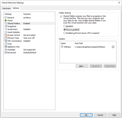 vmware workstation shared folder linux