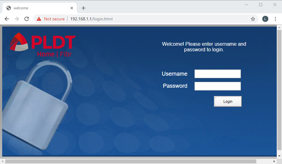 PLDT router admin web interface showing the login screen for configuring pldt routers