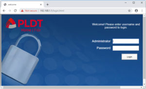 login screen for default password of pldt router SuperAdmin