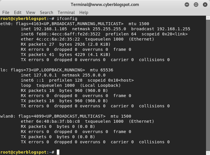 ifconfig output for identifying the installed wireless adapter to be used on how to hack wireless passwords