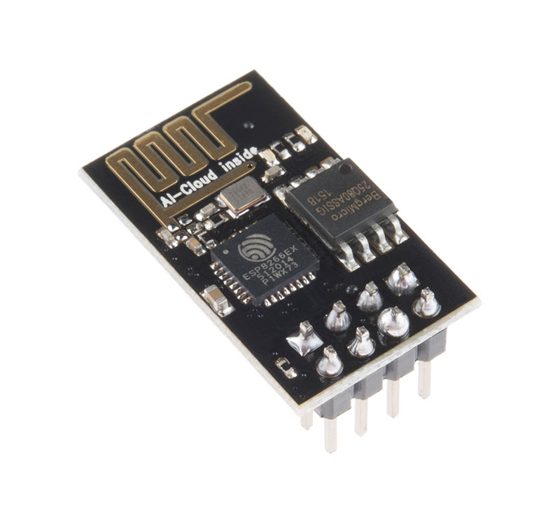 Picture of the popular ESP-01 ESP8266 module which can be controlled thru a wireless router and hence via the internet