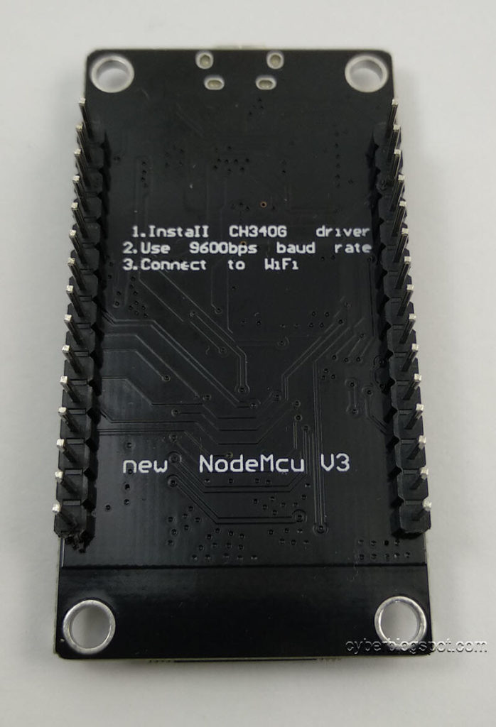 image of the development kit showing the underside with header pins showing