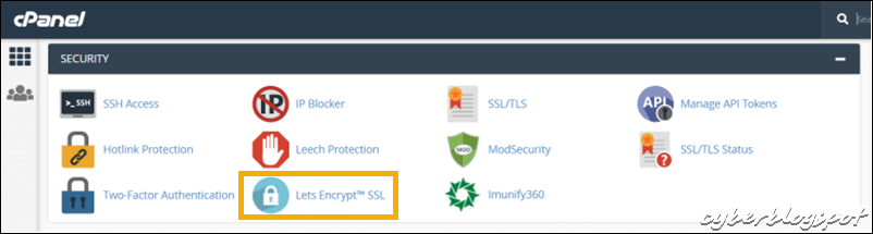 Screenshot of cPanel showing the tool for installing a free SSL certificate from Let's Encrypt
