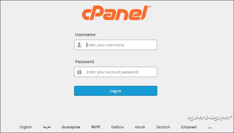 Installing SSL certificate in GoDaddy starts with the cPanel login page