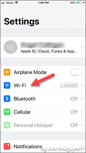 Screenshot image of iPhone Settings including Wi-Fi where the router IP address can be looked up