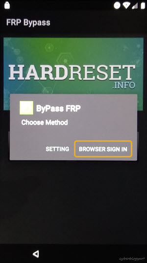 Image showing how to select the correct method for bypassing the BLU verification lock after reset to factory settings