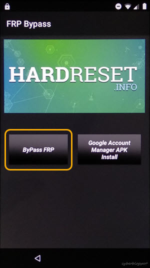 Illustrated screenshot showing how to start the Bypass FRP portion of the FRP Bypass app
