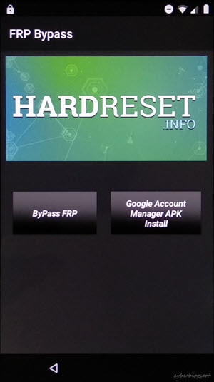 Screenshot of the final screen of FRP bypass app after setup and installation