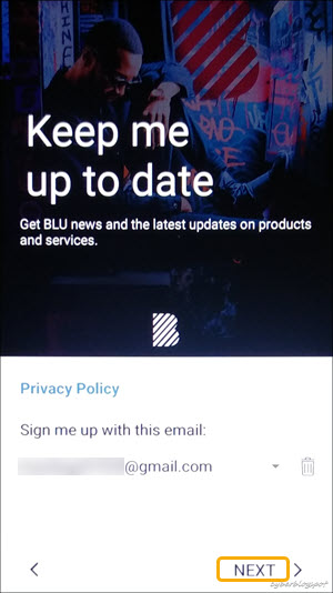 A screenshot of the Privacy Policy of an unlocked BLU verification 
