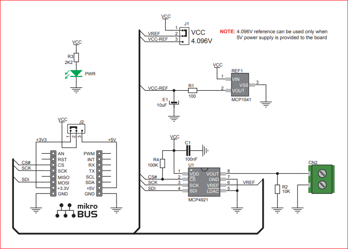 Schematic diagram of an MCP4921 DAC module that can be used in Arduino 