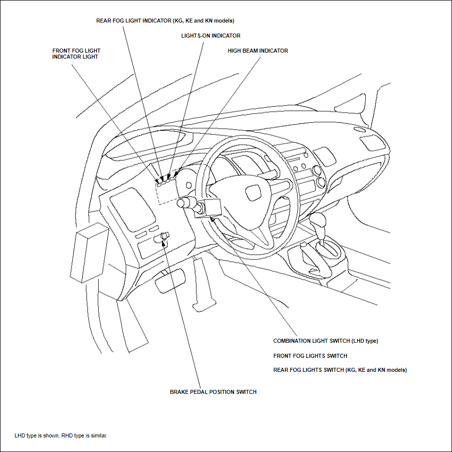Second picture of Honda Civic exterior light component location that includes the back-up lights
