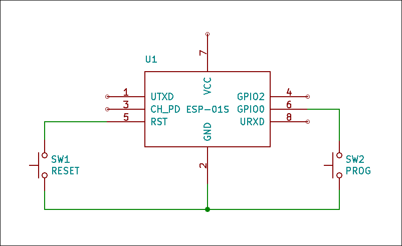 Schematic diagram of the board with reset switch and programming switch.