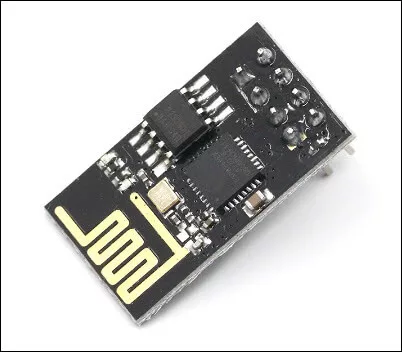 A picture of an ESP-01 Wi-Fi module used as a microcontroller for the ESP-01 Wi-Fi relay module.