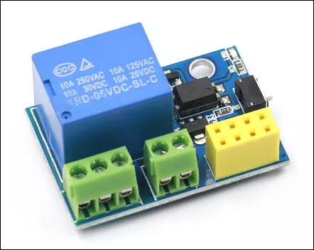 Picture of an ESP-01 Wi-Fi relay module without the ESP-01 module.